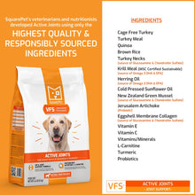 VFS Active Joints arthritis hip & joint dog food natural ingredients list.