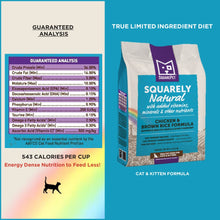 Squarely Natural limited ingredient cat food guaranteed analysis.